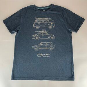 Volkswagen Navy Blue Camper Beetle Golf Short Sleeve Crewneck Shirt Mens Large